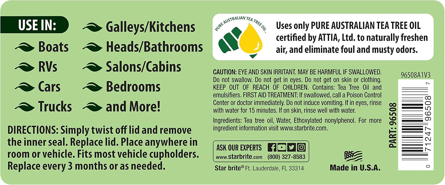 STAR BRITE Australian Tea Tree Oil Gel Air Purifier Tub - Odor Eliminator for Boats, RVs, Autos, Bathrooms & Offices