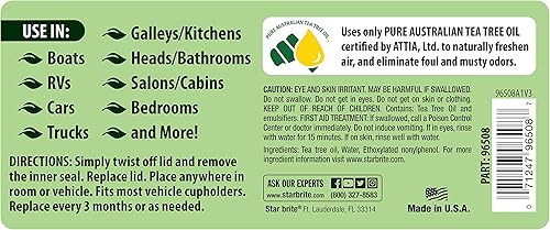 Miniatura 2 de STAR BRITE ATTIA - Purificador de aire de gel de aceite de árbol de té australiano puro certificado  tina  8 onzas (096508)