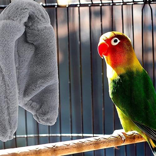 Miniatura 3 de ISMARTEN Manta de vellón de esquina cómoda de 2 piezas, juguete colgante para jaula de pájaros, cama cálida para loros pequeños y medianos, paloma