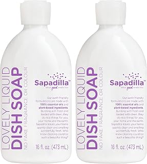 Sapadilla Sweet Lavender + Lime Biodegradable Liquid Dish Soap, 16 Ounce, (Pack of 2)