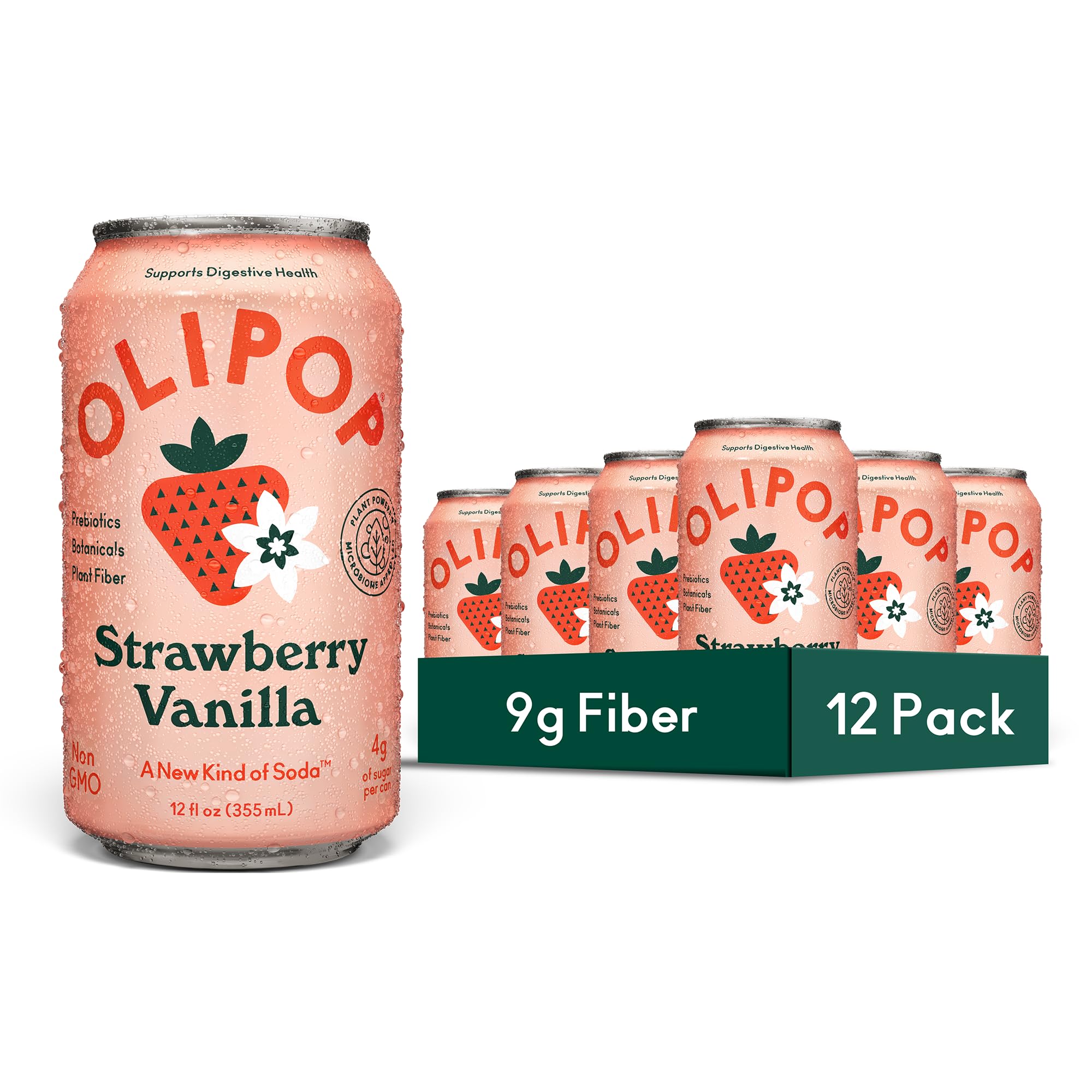 Amazon.com : OLIPOP 9g Fiber Prebiotic Soda, Strawberry Vanilla