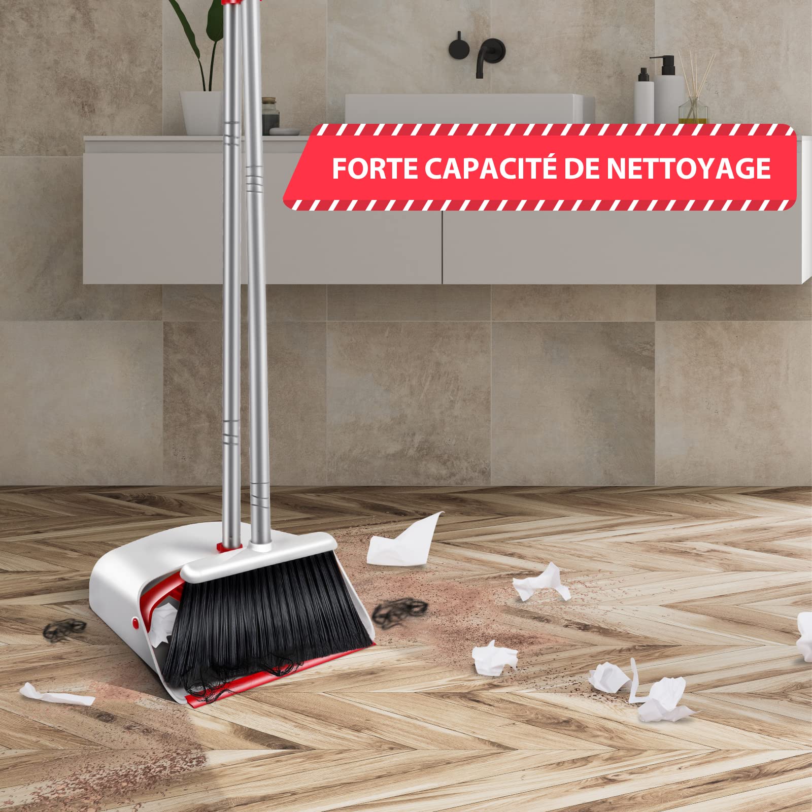 Balai Et Pelle à Poussière Long Manche - Ensemble Nettoyage Sol Intérieur/extérieur - Eukue