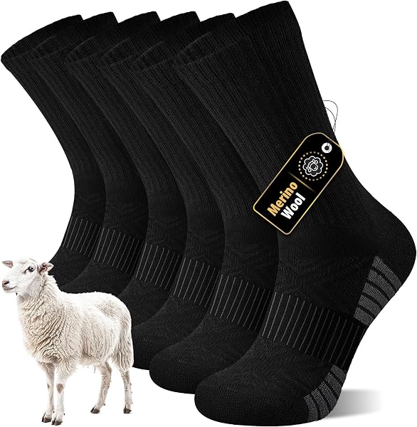 inaWarm Skarpety Merino Unisex, 3 Pary, 50% Wełny, Zimowe, na Wędrówki | Oddychające skarpety termiczne na zimę i wędrów