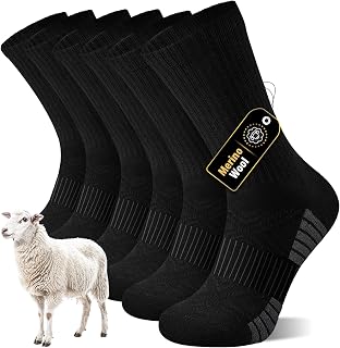 inaWarm Skarpety Merino Unisex, 3 Pary, 50% Wełny, Zimowe, na Wędrówki | Oddychające skarpety termiczne na zimę i wędrów
