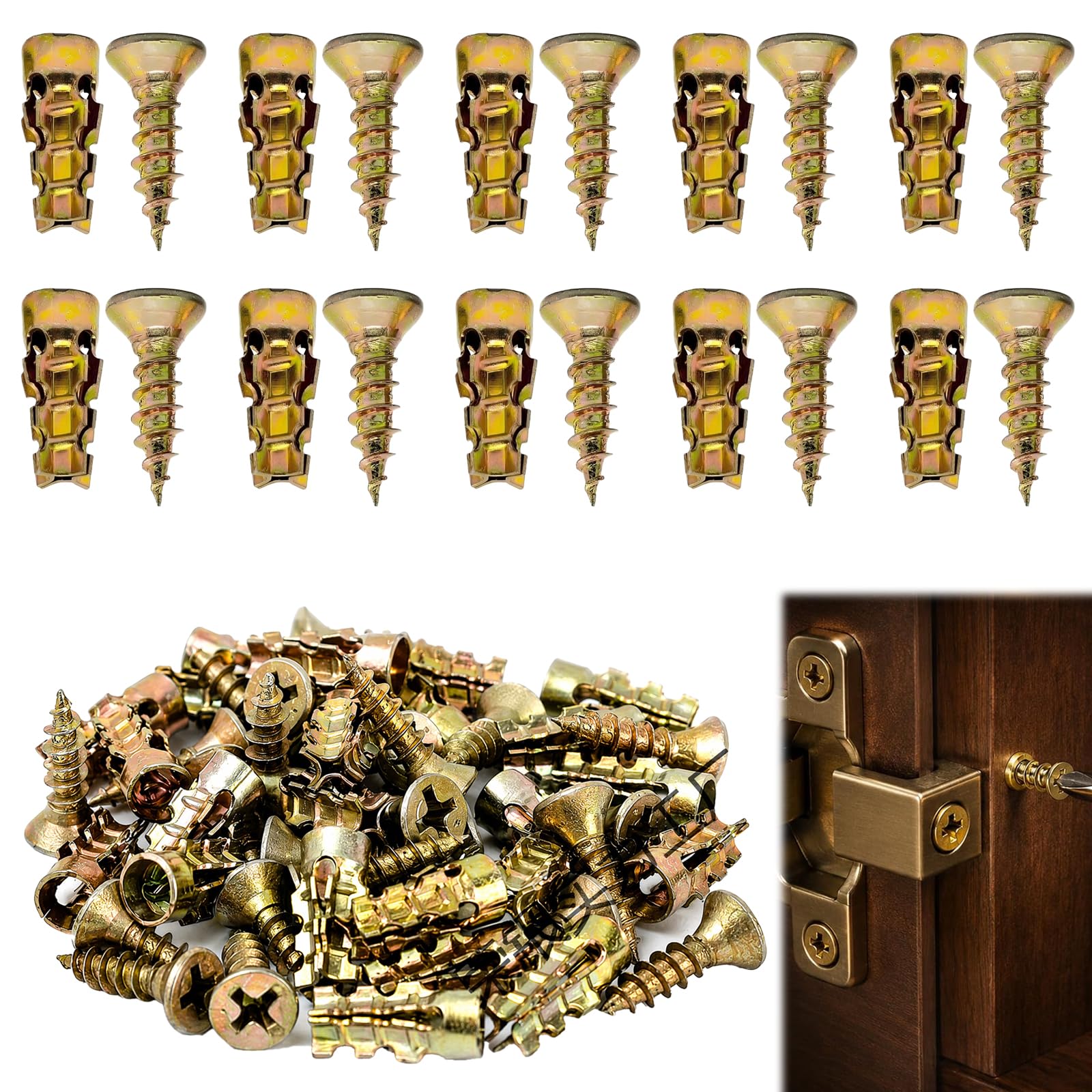 Awubsd 100 Sets 6×14mm Door Hinge Repair Screws & Expansion Anchor Screw