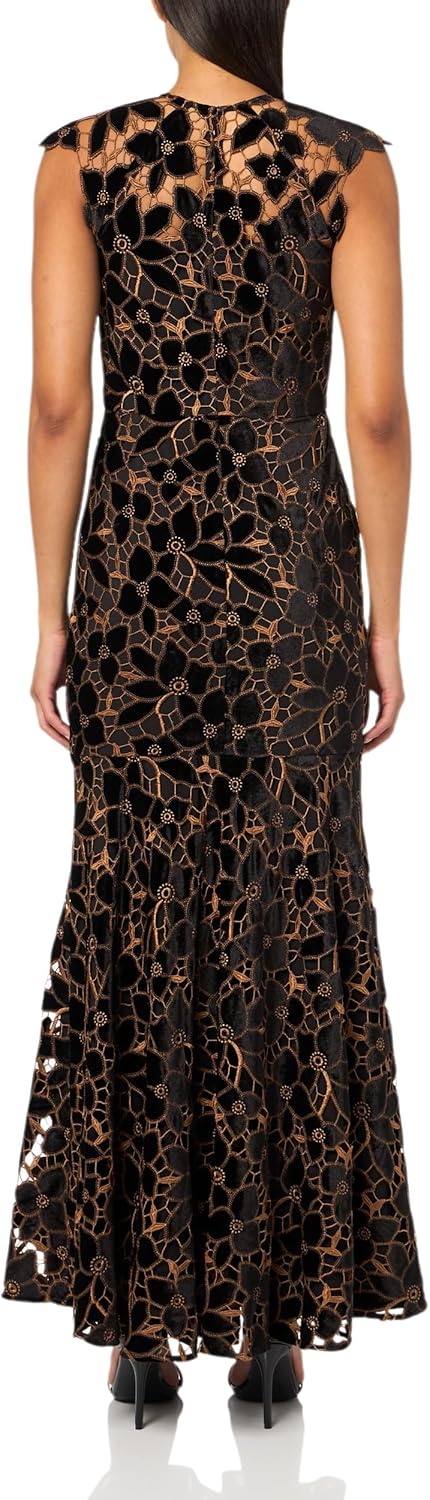 Shoshanna Womens Velvet Floral Lace Carlotta Dress - Image 2