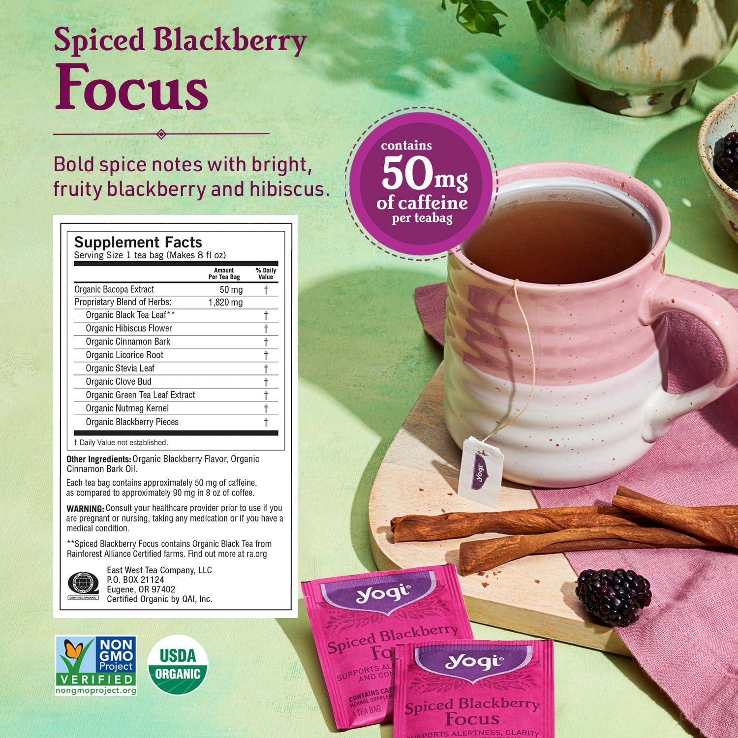 Yogi Tea - Morning Energy Variety Pack (3 Pack) Includes Peach Bergamot Bright Day, Sweet Tangerine Positive Energy, Spiced Blackberry Focus - 48 Organic Tea Bags - Image 4