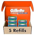 Gillette Fusion5 ProGlide Razor Refills for Men, 5 Razor Cartridges for FlexBall Razor Handle, 5-Blade Razor Blades, Precision Trimmer for Men