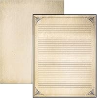 Vista 8 de Juvale Papel rayado vintage, 8.5 x 11 pulgadas, marrón, 48 hojas, papel de caligrafía, papelería de lujo y artículos de papelería de escritura