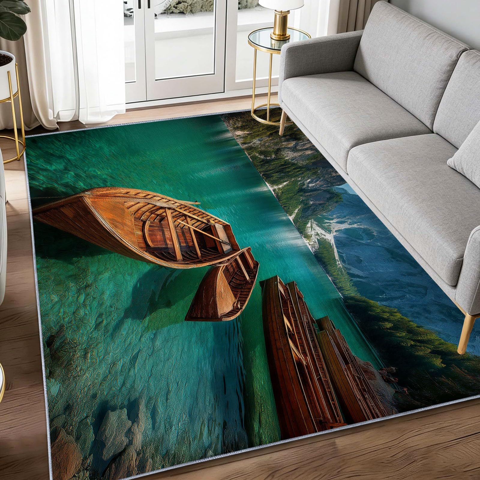 Lake Bled - Alfombra antideslizante de madera para barco, 100 x 160 cm, con impresión fotográfica, alfombra para dormitorio de niños y niñas, alfombra de suelo para sala de estar, dormitorio, alfombra