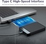 Disque dur externe de 1 To, HDD portable USB 3.1 Type-C, noir | Ultra-mince 2,5 po, stockage de sauvegarde, pour PC, Portable, Smartphones, Tablette et Console de jeu