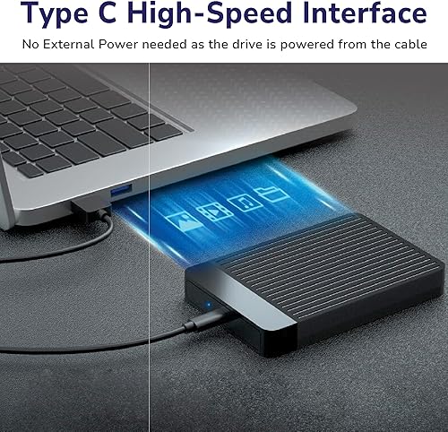 Miniatura 6 de Disco duro externo de 1 TB, disco duro portátil USB 3.1 Tipo-C, almacenamiento de respaldo ultradelgado de 2.5 pulgadas para PC, laptop, tableta y