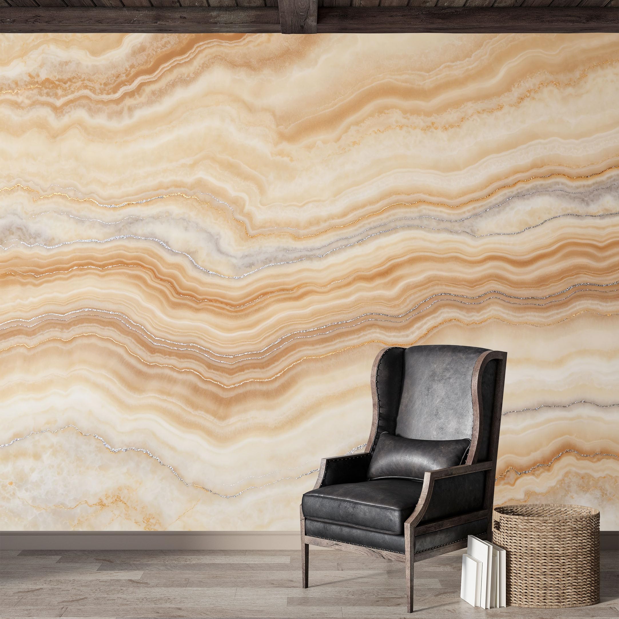 Custom Size Wall Mural,Golden Swirl Marble Agate Textured Premium Water Activated SelfAdhesive Wallpaper,Removable Wall Covering,Easy DIY Install Wall Art for Indoor Home Decor
