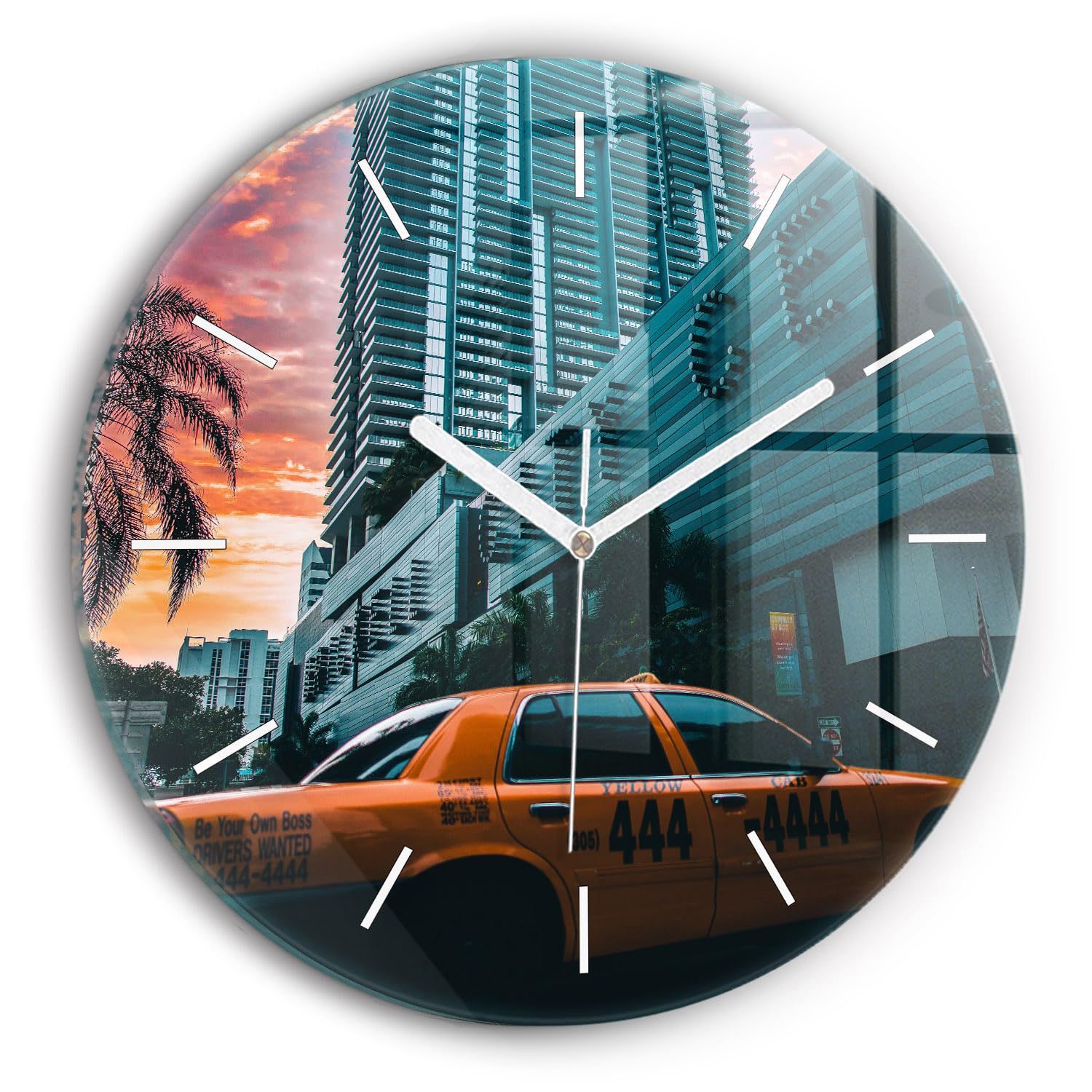 Horloge en Verre de Qualité Supérieure Wallfluent Miami 30 cm Horlogerie Moderne