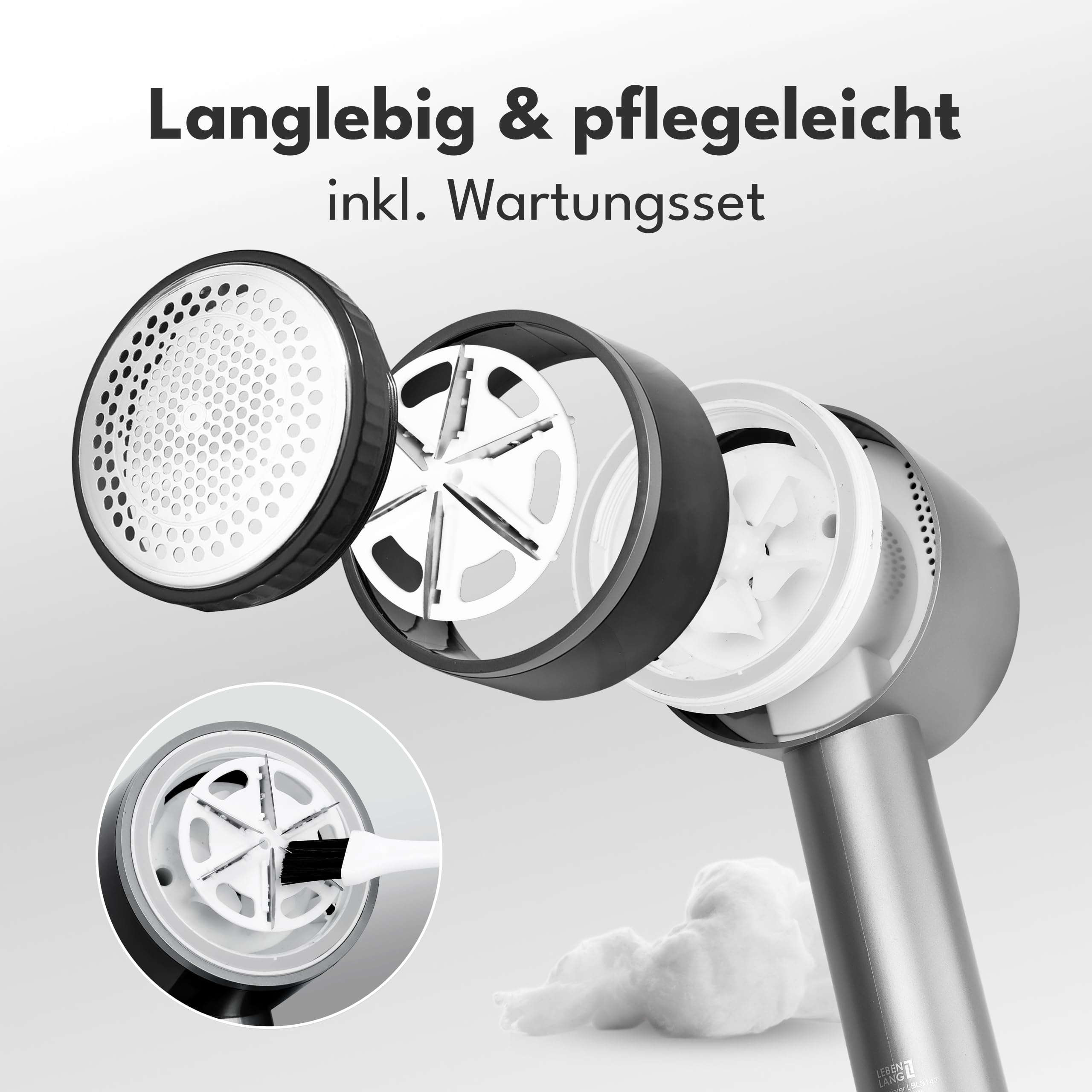 LEBENLANG Premium Fusselrasierer Elektrisch 4000mAh - Inkl. LED Display & Taschenlampe I 5 Modi & 3,5h Laufzeit I Flusenrasierer für Kleidung Fusselentferner Lint Remover Fuselrasier Flusenentferner