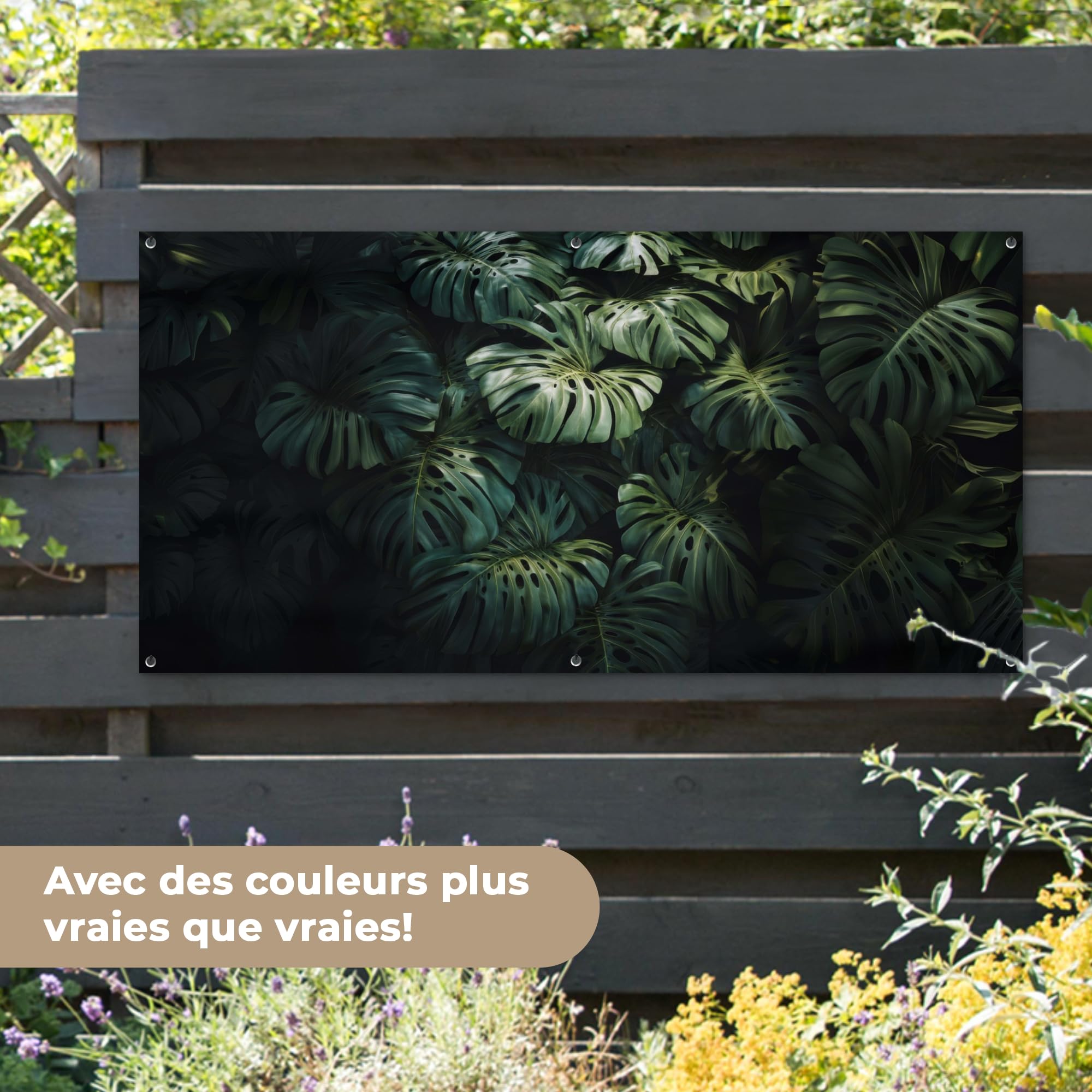 MuchoWow© Poster De Jardin Decoracion Balcón Wall Decoration Adornos Pared | 160x80 cm - Terraza Exterior Decoración Patio Posters Decorativos Planta - Monstera - Ligera