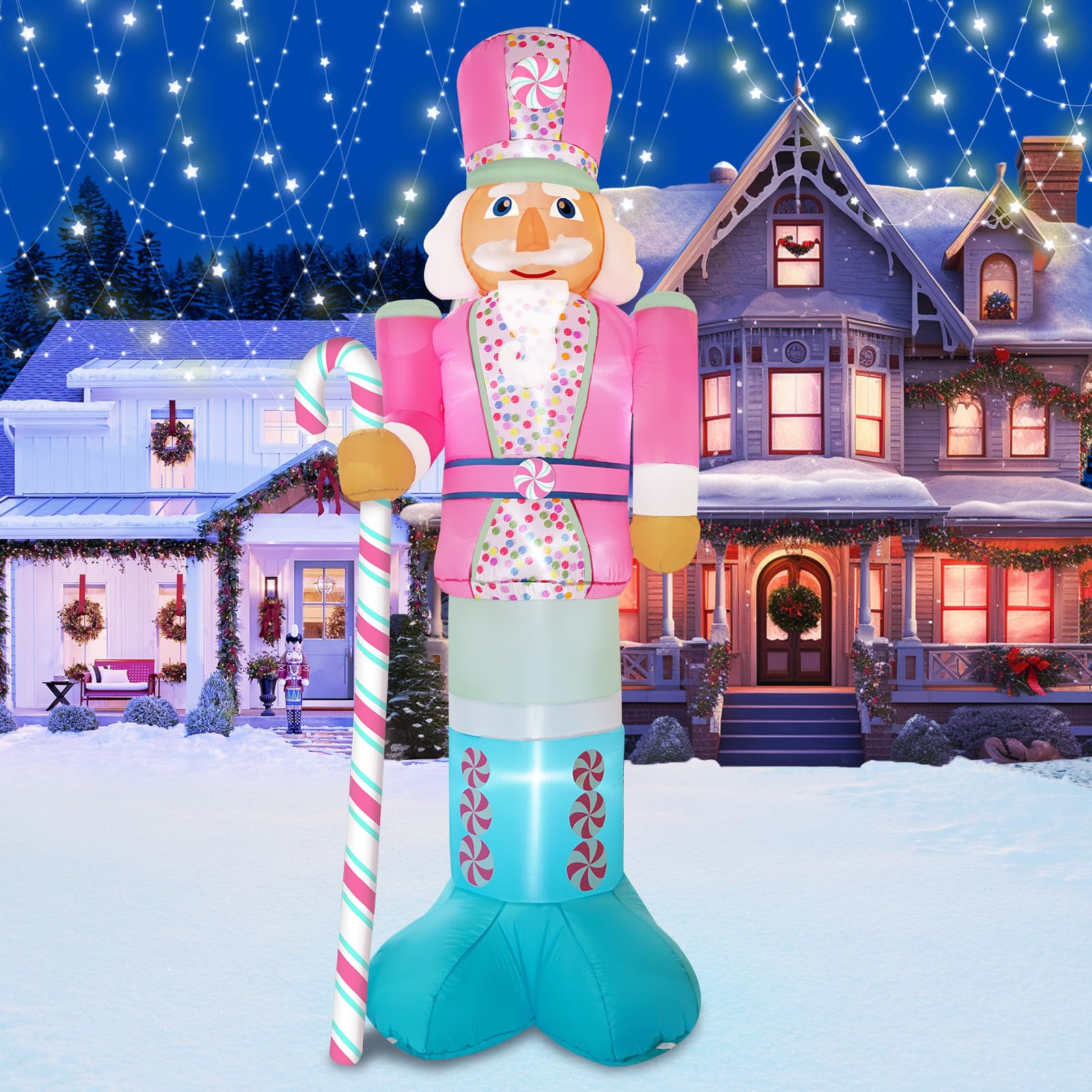 Amazon.com: PARAYOYO 10FT Christmas Inflatables Pink Nutcracker Hold ...