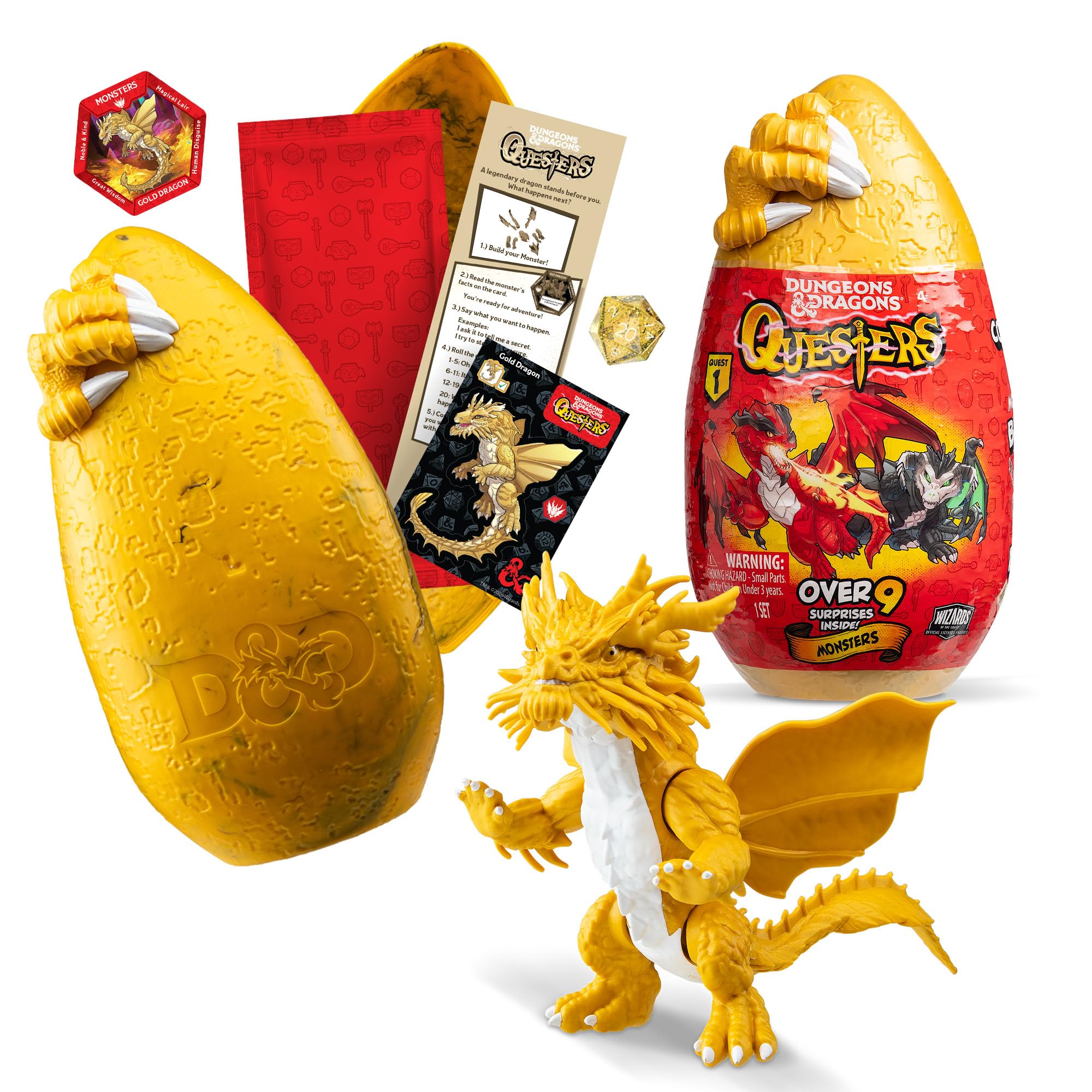 DUNGEONS & DRAGONS - QUESTERS Gold Dragon Buildable Figure, Molten Gold Finish, Age 4+