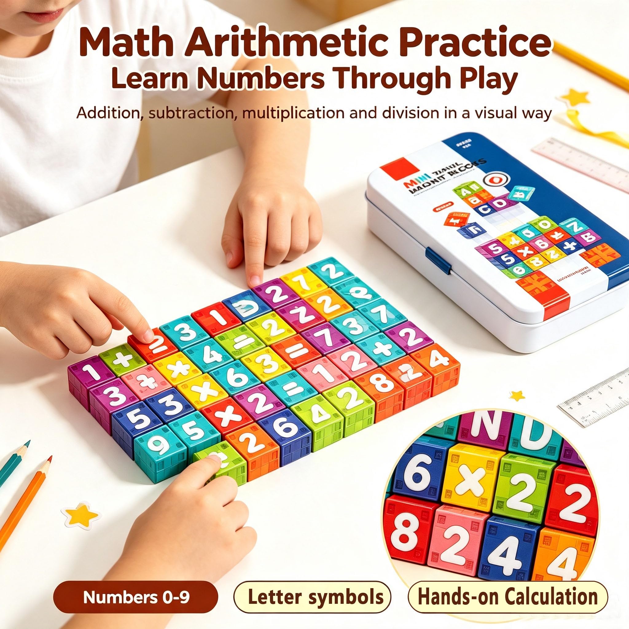 Lettere e numeri magnetici per bambini, set di 40 magneti educativi dell'alfabeto con custodia in latta di alta qualità, perfetti per bambini dai 3 agli 8 anni per imparare l'ortografia