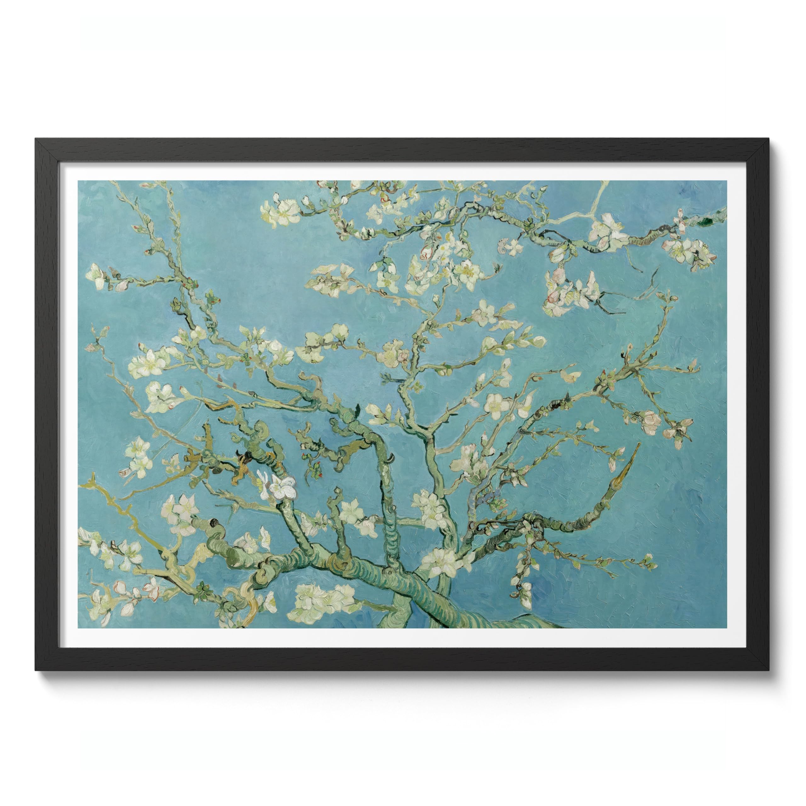 Animato Almond Blossom Vincent Van Gogh Print, Classic Famous Oil Painting Print, Modern Art Exhibition, Home Decor Wall Art, Archival Matte, 50x70cm (Black Frame) - 50x70cm