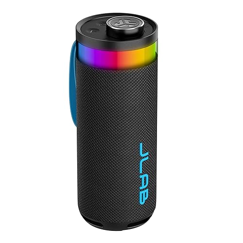 JLab Go Party Portable Bluetooth Speaker, Midnight Black, 10 Watts of Power, 16+ Hours of Playtime, IP56 Waterproofing, Customizable RGB LED Lighting, Lab Sync Up to 100 Speakers, Custom Sound in-App - Midnight Black