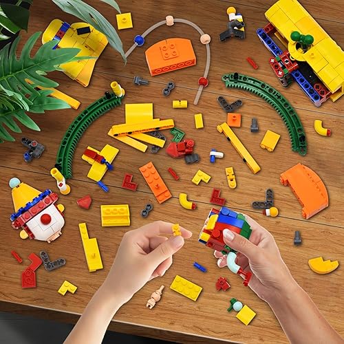 Miniatura 6 de Juego de 590 piezas STEM de madera mecedora de caballo de 7.09 x 4.72 x 8.07 pulgadas (largo x ancho x alto), juguetes de cuerda acrobática