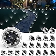 Solpex - 20 Pack Solar Garden Lights, Waterproof Mini Solar Ground Lights, Solar Landscape Lighting for Patio, Driveway, Yard and Deck (Cool White)