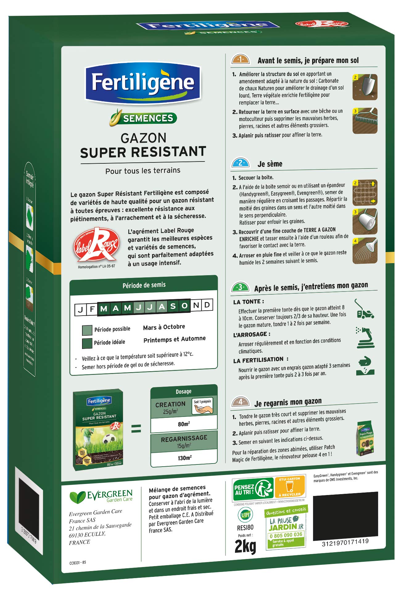 FERTILIGENE GAZON SUPER RESISTANT TOUS TERRAINS 1KG RESI40 X 2