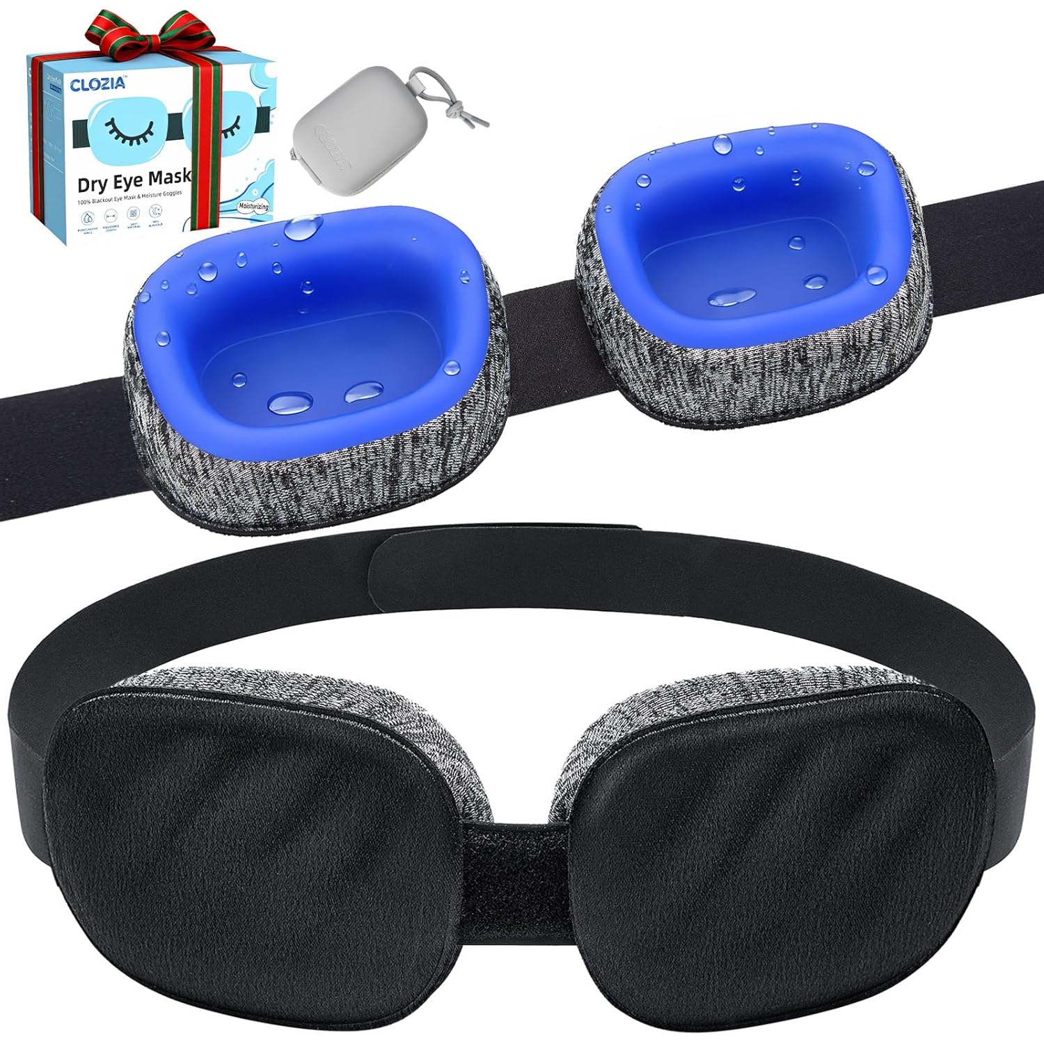 CLOZIA Eye Mask for Dry Eyes - 100 Blackout Dry Eye Mask Moisture Goggles - Adjustable Sleeping Mask