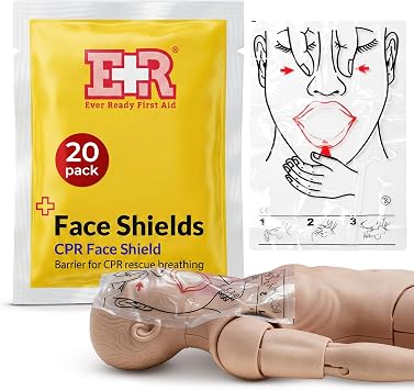 Ever Ready First Aid CPR Face Shield fits Adults, Children and Infants - 20 Pack