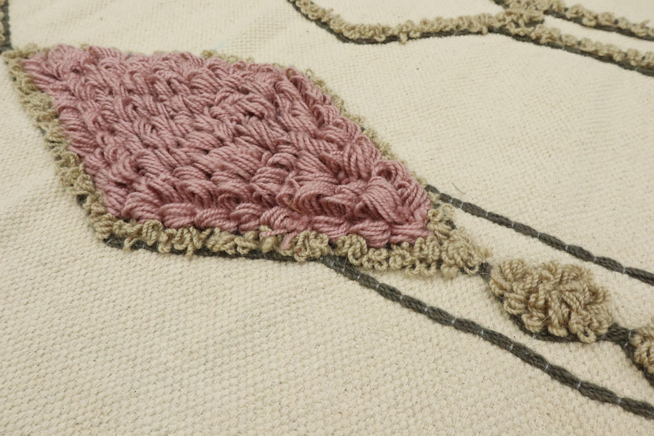 Kelim Läufer, handbedruckt, Baumwolle, Dhurrie-Stickerei, Beige, mehrfarbig, marokkanisches Design, handwaschbar, 0,5 cm dick, Flachgewebe, Teppiche für Flur, Treppenhäuser, Korridor, 15,2 x