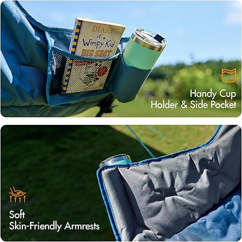 Miniatura 7 de Portal 32" Oversized Padded Camping Chair, Extra Wide Heavy-Duty Folding Chair for Adults with Cup Holder & Carry Bag, Portable Camp Chair Supports