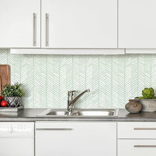 Miniatura 5 de MelunMer Papel tapiz moderno para despegar y pegar, papel de contacto bohemio para gabinetes, línea de papel de contacto a rayas, autoadhesivo,