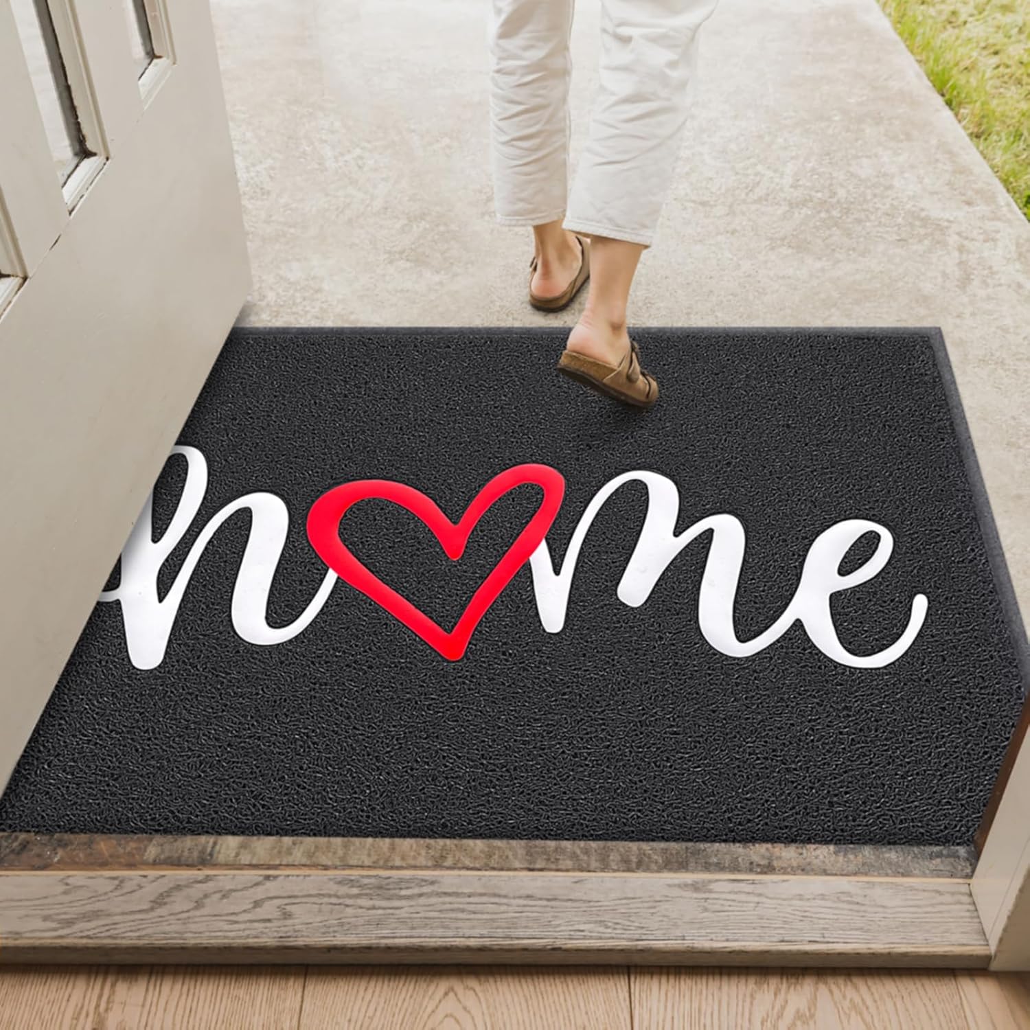 EARTHALL Door Mat Outside Inside Home Doormat, 48"x32", Durable Floor Mat Non Slip Mat Ultra Absorb Mud Easy Clean Front Doormat for Garage, Entryway, Patio, High Traffic Areas, Black