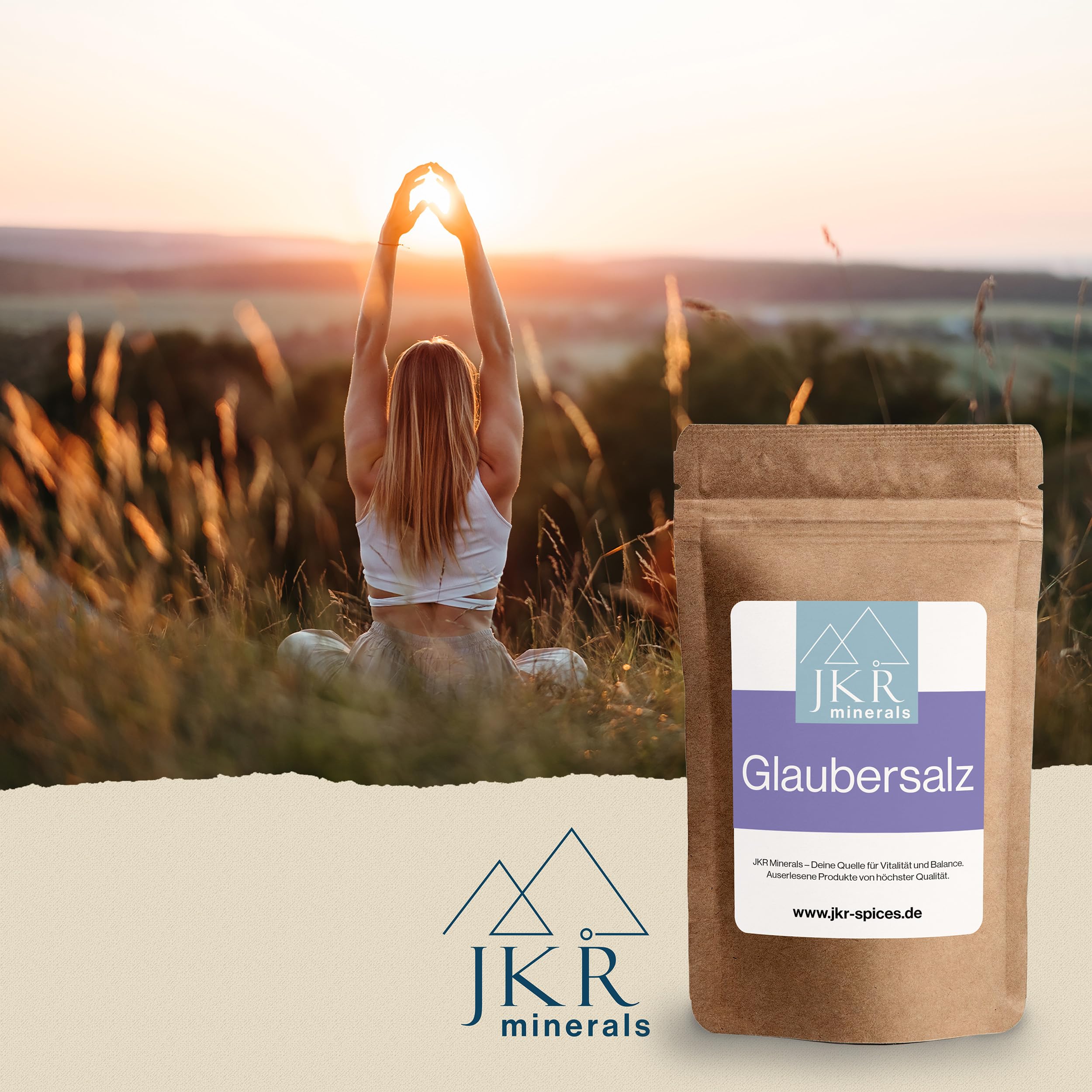 JKR Minerals Sal de Glauber 900g, sal de Glauber de calidad alimentaria, sulfato de sodio grado alimenticio, Na₂SO₄ en bolsa neutra en CO₂ y resellable