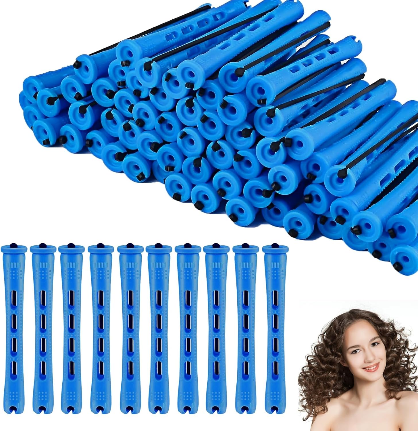 60 kleine krulspelden voor permanenten, 0,35 krulspelden voor permanenten, krulspelden voor kort haar, salon en reizen (blauw) 60 kleine krulspelden voor permanenten, 0,35 krulspelden voor permanenten, krulspelden voor kort haar, salon en reizen (blauw)