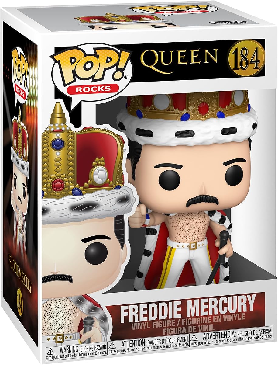 ¡Funko POP! Rocas: Queen - Freddie Mercury (Rey) | Mercancía musical oficial - Figura de vinilo coleccionable para exhibición en estantería - Idea de regalo de cumpleaños para fanáticos y coleccionistas