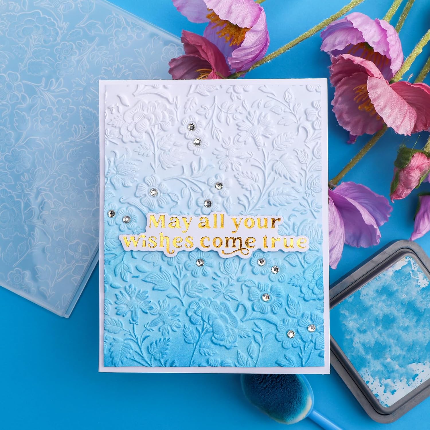 Briartw 3D Embossing Folder for Card Making Adding Textured Detail to Paper Crafting 6.3x4.5inch Clear Texture Plate Perfect for Heavyweight Cardstock (≥250gsm/92lb),Garden Texture Template