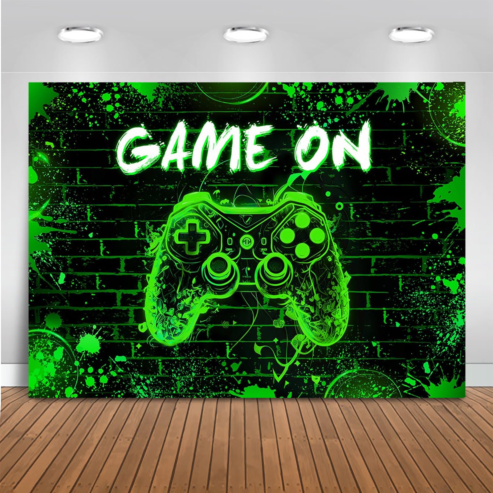 Mocsicka Game On Backdrop Video Game for Boys Level Up Birthday Party Decoration Game Night Arcade Neon Glow Gamer Banner Photography Background (
