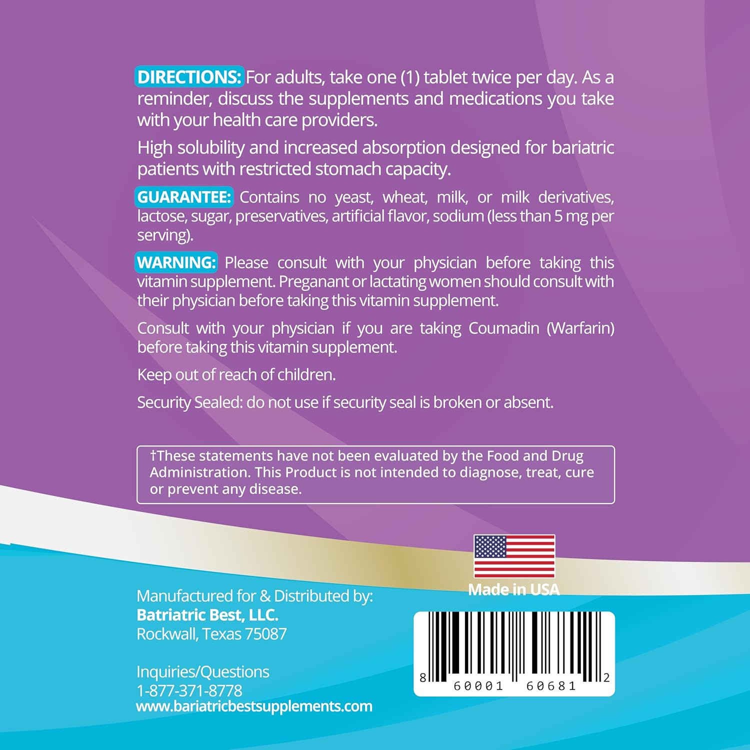 High A D E K Bariatric Multivitamin for Post DS/SADI Surgery, 25 Essential Nutrients for Post-Weight Loss Surgery, 180 Tablets, Meets ASMBS Guidelines for Bariatric Bypass 3 High A D E K Bariatric Multivitamin for Post DS/SADI Surgery, 25 Essential Nutrients for Post-Weight Loss Surgery, 180 Tablets, Meets ASMBS Guidelines for Bariatric Bypass