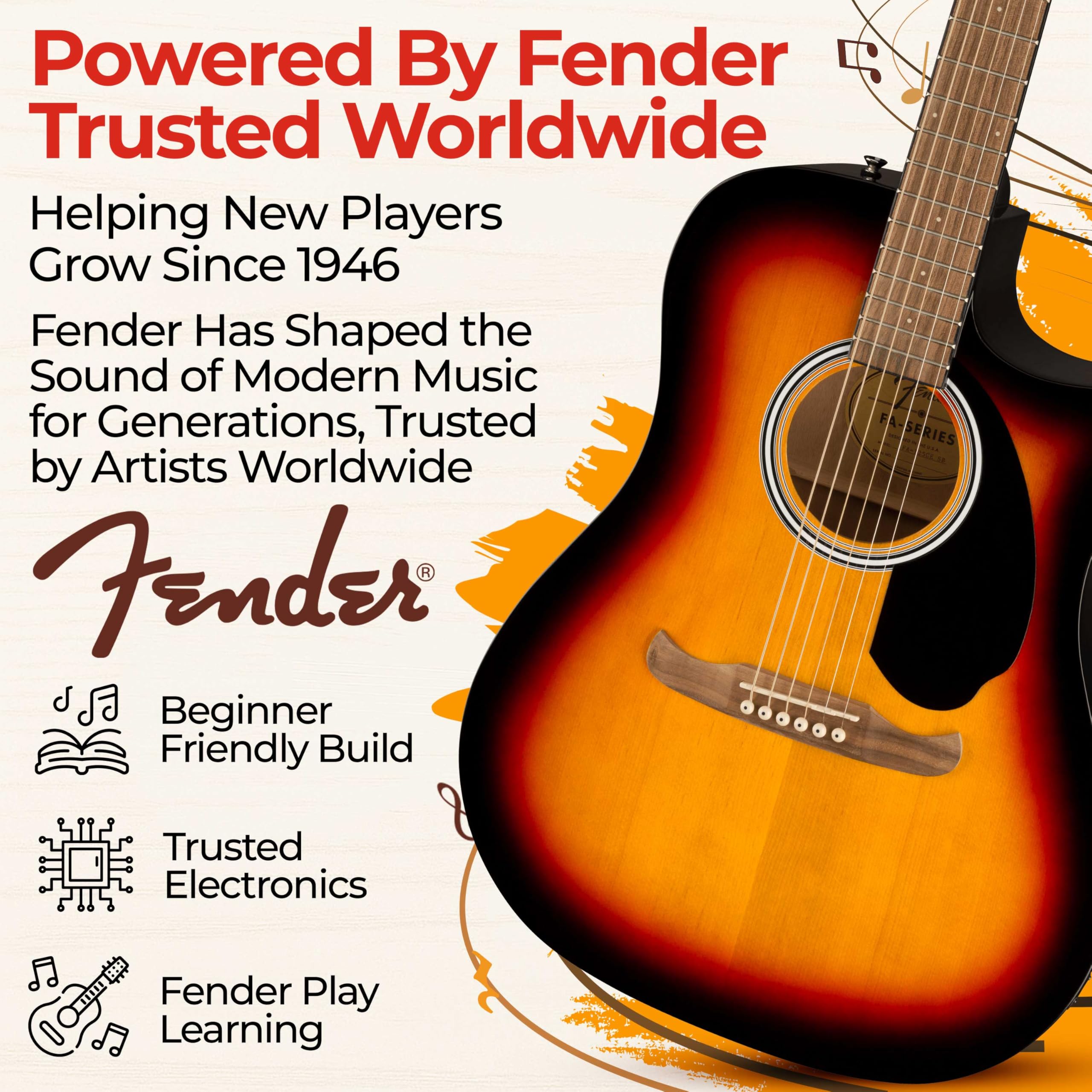 Amazon | Fender FA-125CE ドレッドノート カッタウェイ