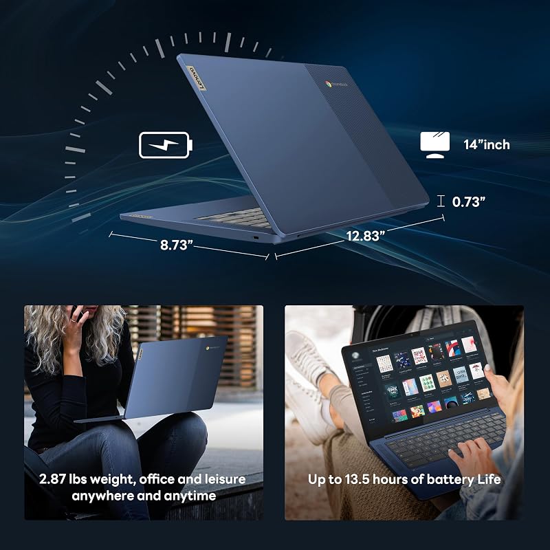Lenovo IdeaPad Slim 3 14" FHD Touchscreen Chromebook, MediaTek Kompanio 520, 4GB LPDDR4X RAM, 1TB Storage (64GB eMMC & 1TB Docking Station Set), WiFi 6, Webcam, Chrome OS, Abyss Blue image 7