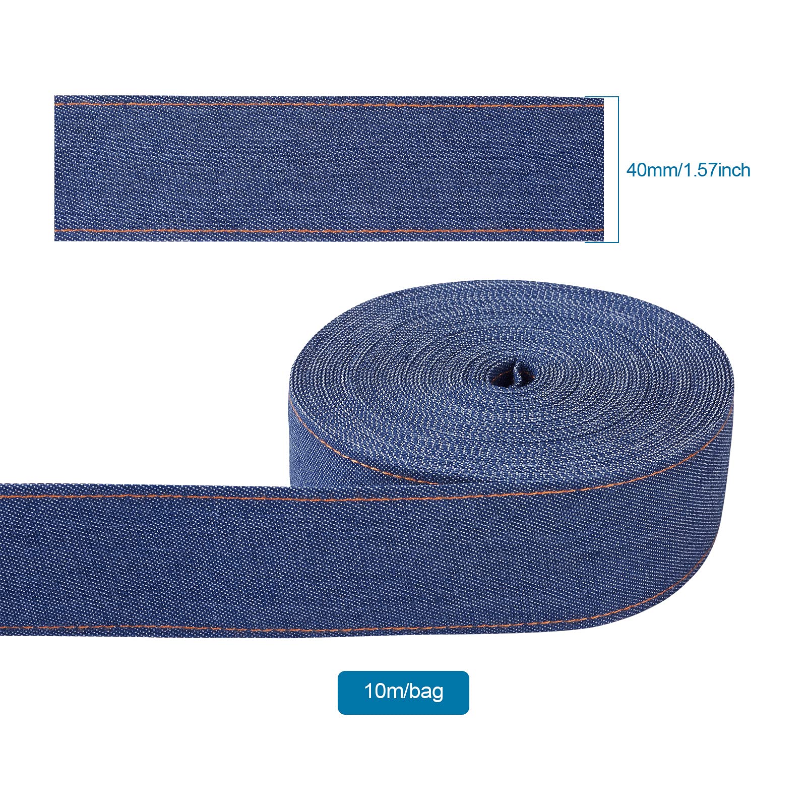 Cheriswelry Nastro in denim con cuciture da 10 m, 1,6 cm, tessuto a strati per jeans, fiocchi, nastro in tela fil di ferro, per fai da te, accessori per fermagli per capelli