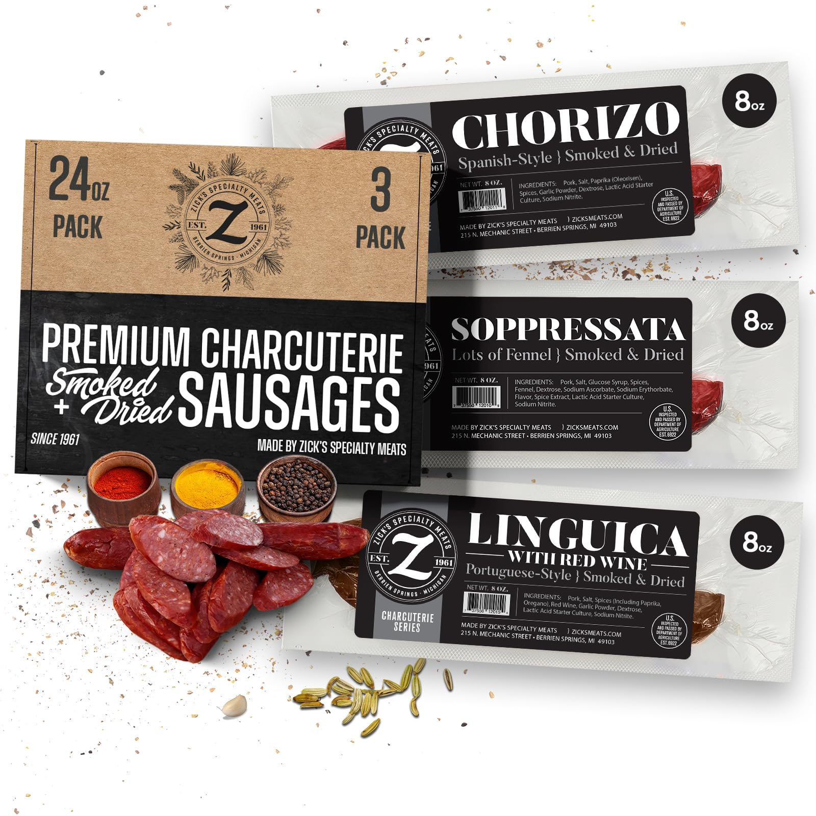 Amazon.com: Zick's Charcuterie Food Gift Basket, 3 Pack, Assorted