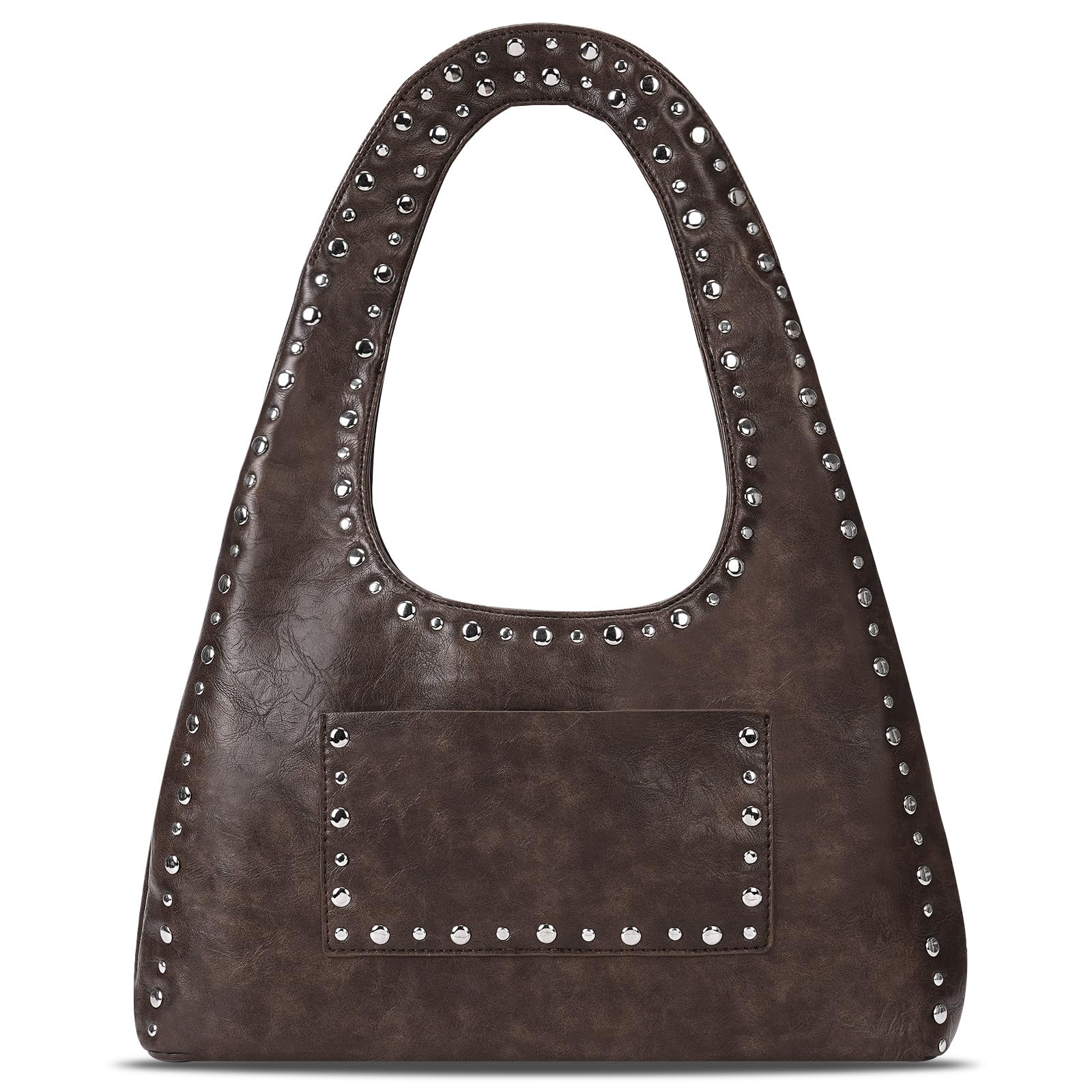 HiTotes Bolso hobo de cuero con tachuelas para mujer, bolso de mano de cuero vegano, bolso de hombro Y2K, bolso hobo de otoño, bolso de hombro creciente con tachuelas