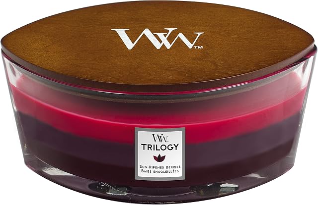 Woodwick Ellipse Scented Candle with Crackling Wick | Sun-Ripened Berries | Up to 50 Hours Burn Time, Burgundy