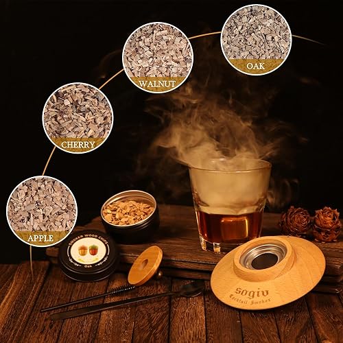 Miniatura 5 de Kit de ahumador de whisky, kit de ahumador de cóctel con antorcha, kit de ahumador de bourbon a la antigua, 4 sabores de chips de madera, kit de