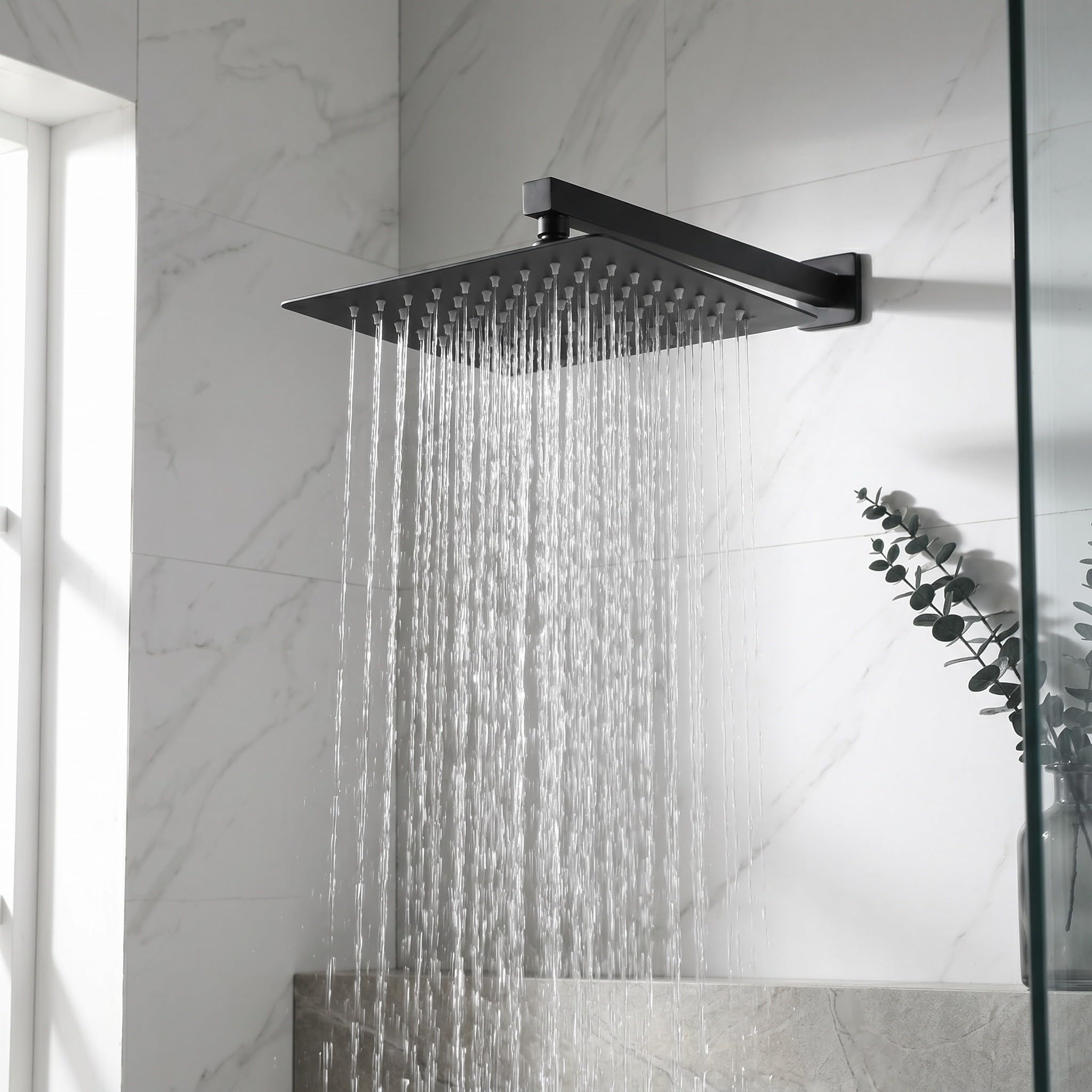 OUNONA Cabezal de ducha tipo lluvia: boquilla de ducha de mano de alta presión, diseño de acero inoxidable de alta presión para techo - cabezal rociador de 10 pulgadas para el hogar y el hotel,