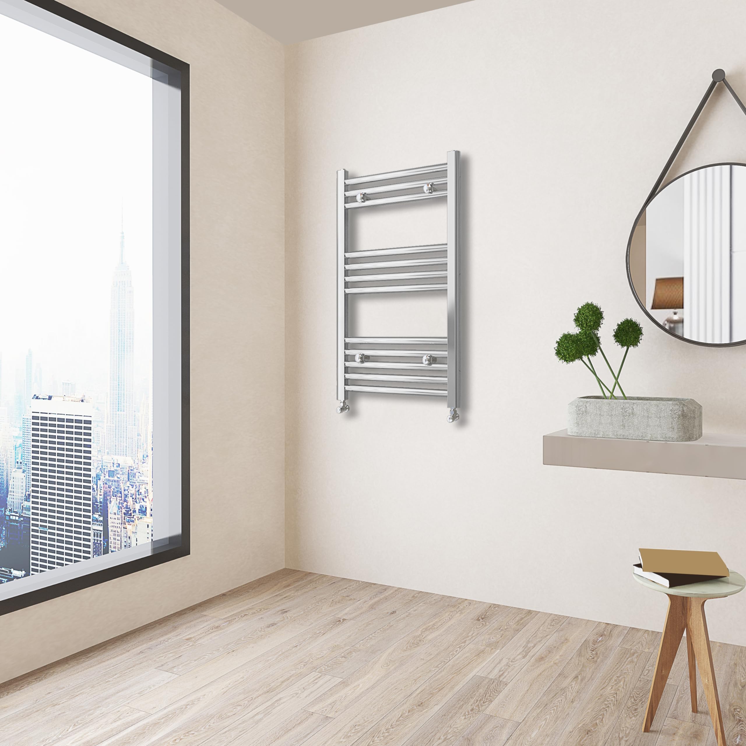 Huibathroom Chrome 770X450mm Heated Towel Rail Radiator Straight Ladder Warmer Radiator