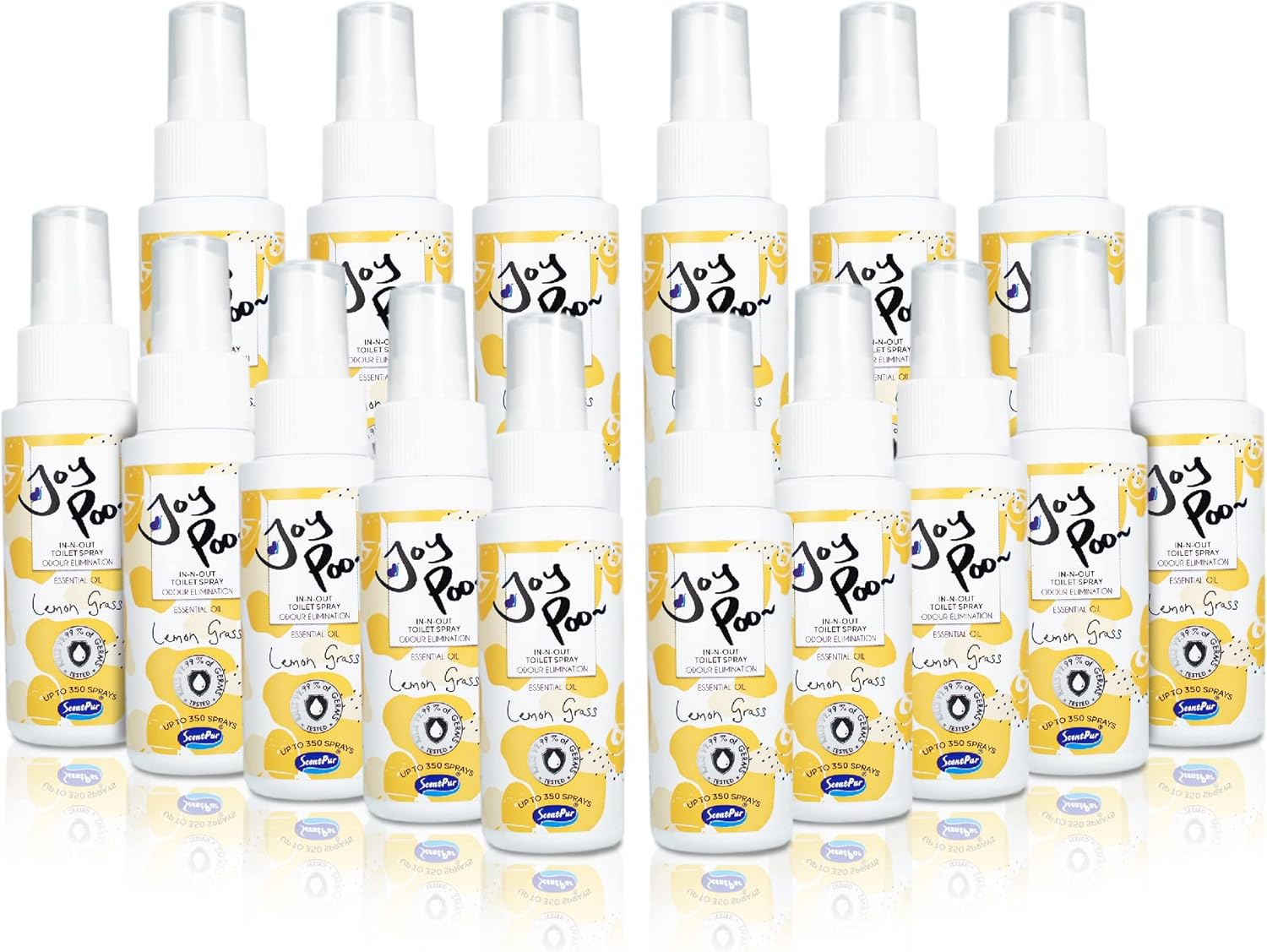 16x JoyPoo Toilet Odor Natural Essential Oil Elimination Spray (Lemon Grass) 2oz/Bottle, Eliminates Smells, Great Gift for Travelling, Easy to Carry